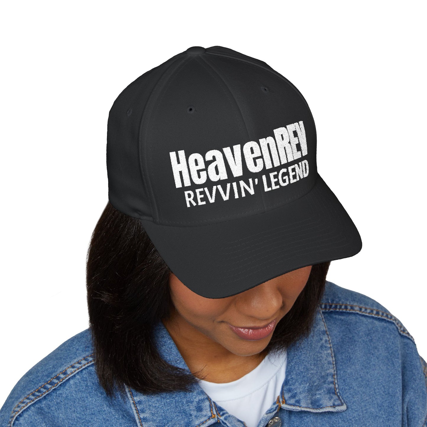 Embroidered 'Heaven Rev' Winged Logo Cap — Closed-Back Structured Hat