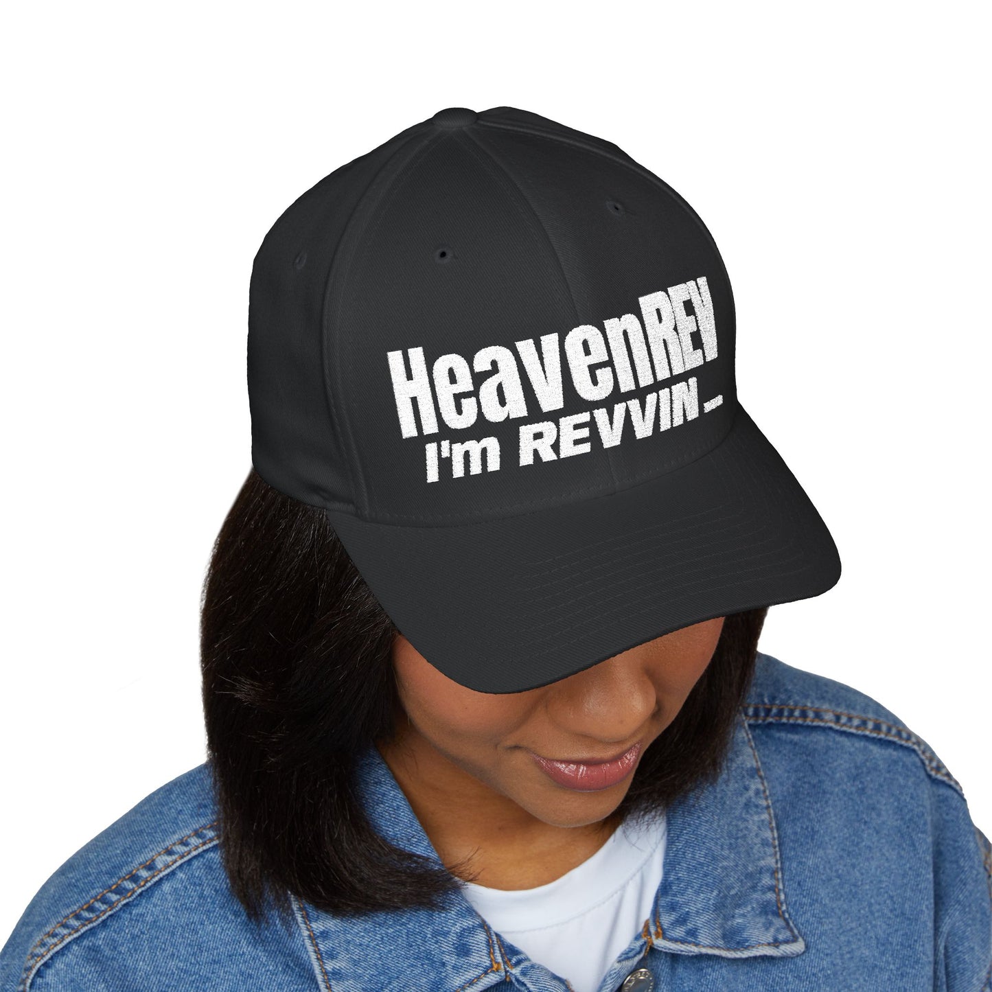 Embroidered 'Heaven Rev' Winged Logo Cap — Closed-Back Structured Hat