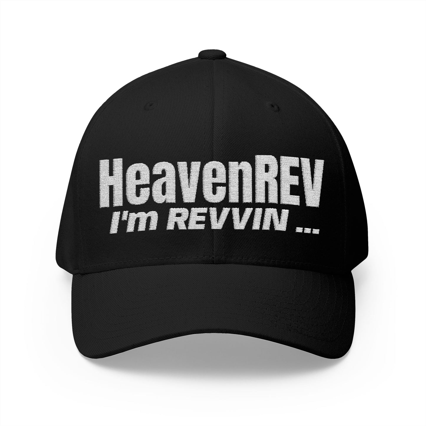 Embroidered 'Heaven Rev' Winged Logo Cap — Closed-Back Structured Hat