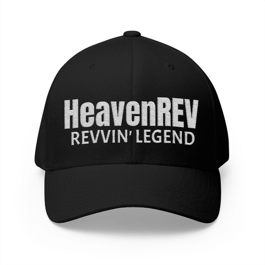 Embroidered 'Heaven Rev' Winged Logo Cap — Closed-Back Structured Hat